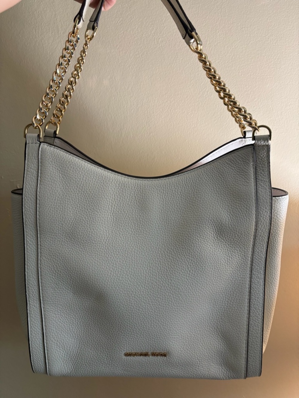 Michael Kors Gray Pebbled Leather Chain-Handle Tote